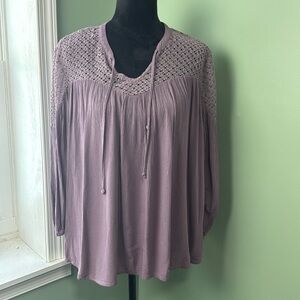 a.n.a Lavender Crochet Accent Tunic
